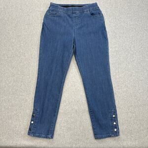 Appleseed's Pants WMNS Petite Small Blue Denim High Waist Button Detail Stretchy